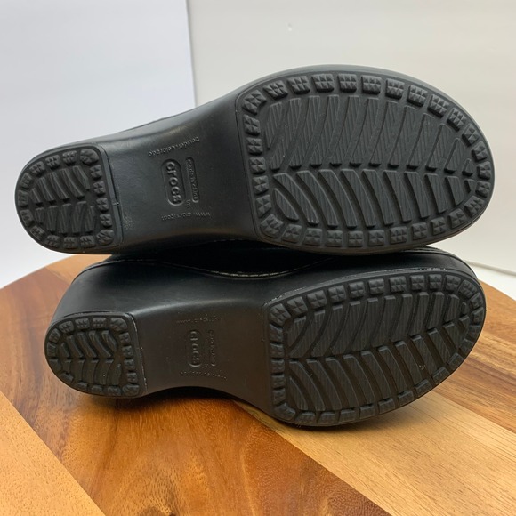 Crocs Black Suede Buckle Ankle Boots W7 Fleece Lined Comfort Platform Cozy - Picture 5 of 13